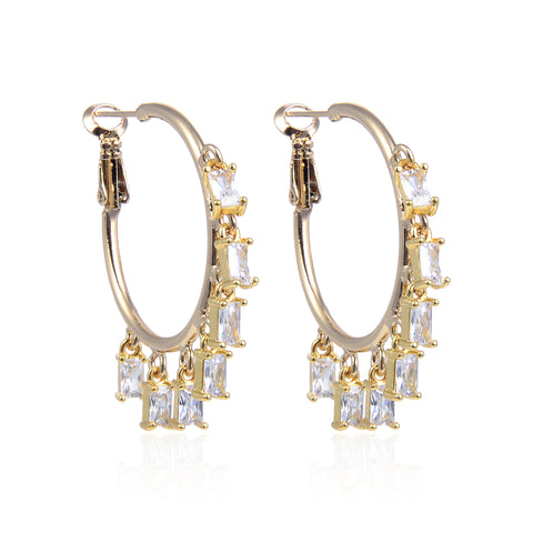 Baguette Crystal Hoop Earrings