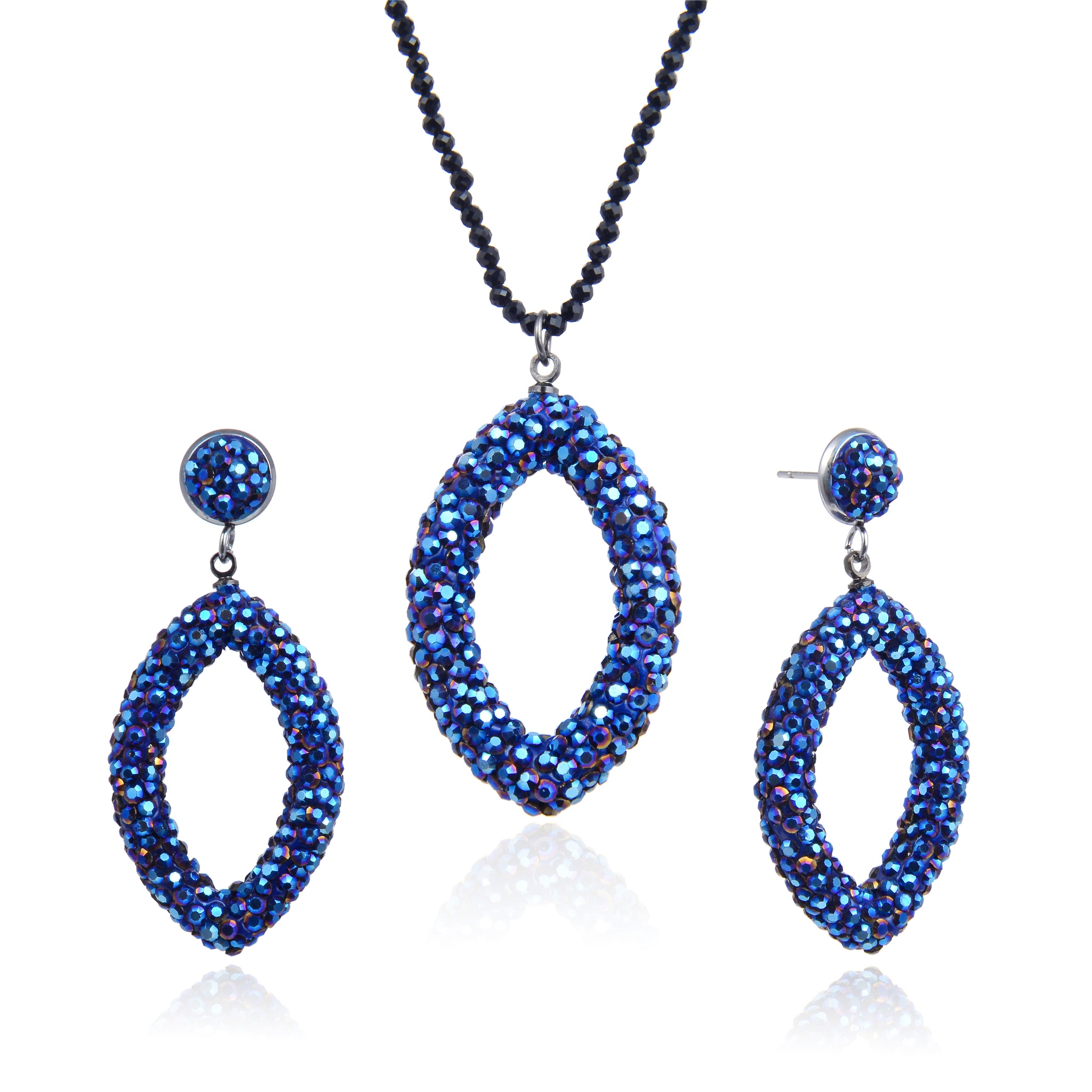 Vibrant Oval Earrings and Necklace Duo