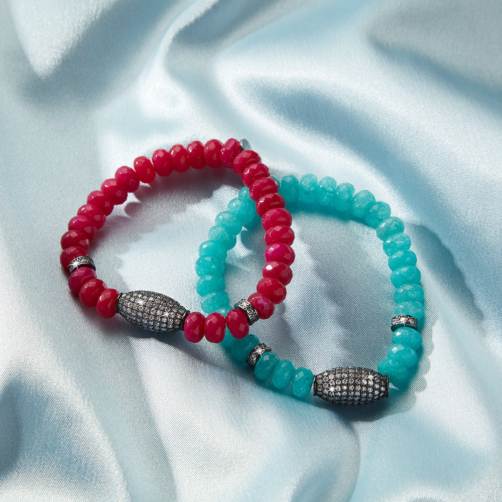 Red and Turquoise Bracelet Duo