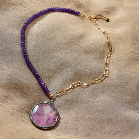 Fuchsia Agate Drop Necklace