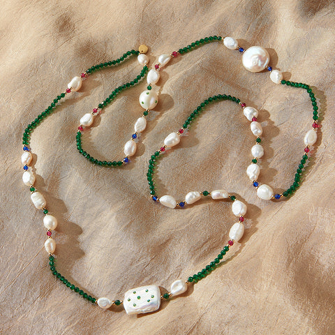 "Emerald Isle" Bead and Pearl Necklace