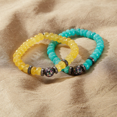 "Day At The Beach" Sand and Turquoise Agate Bracelet Set