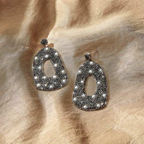 Pavé and Pearl Drop Earrings