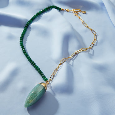 Moss Agate Drop Necklace