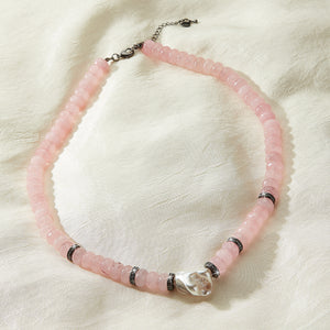 Rosy Quartz and Pear Necklace