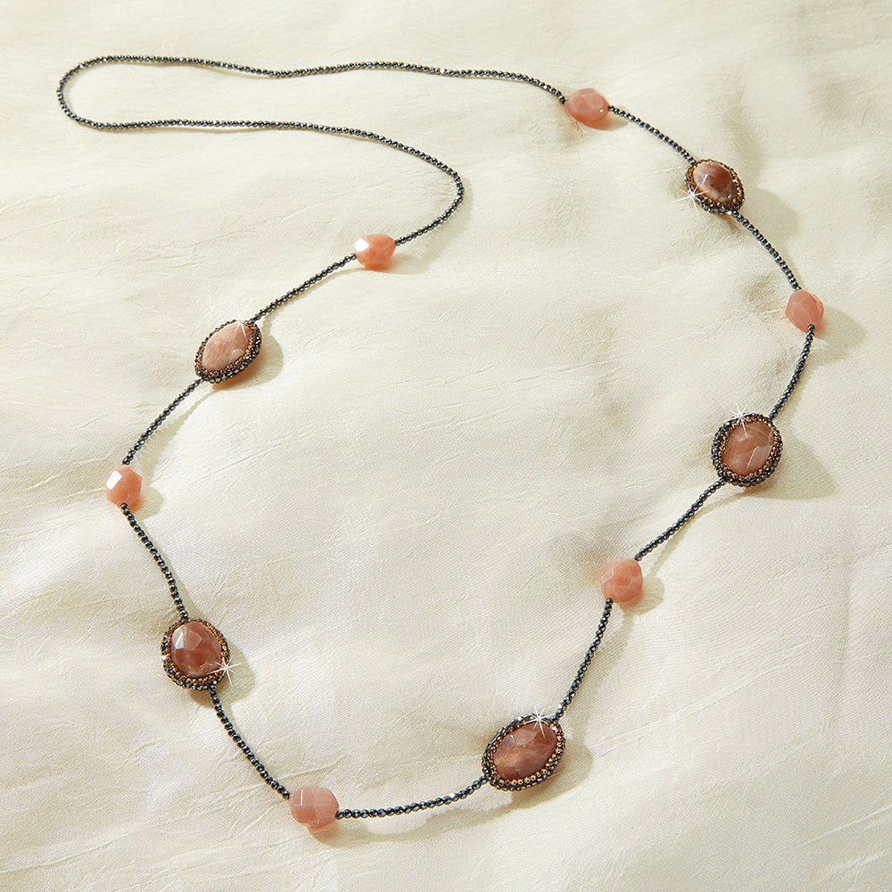 Hematite and Agate Station Necklace