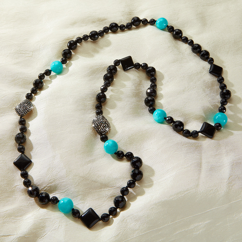 Black and Blue Agate and Turquoise Necklace – JUSTYNA KAMINSKA NY INC