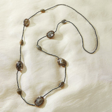 Hematite and Agate Station Necklace